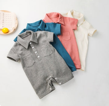 Children's Clothing Short Sleeved Kazakhstan Romper Korean Waffle Triangle Rompers
