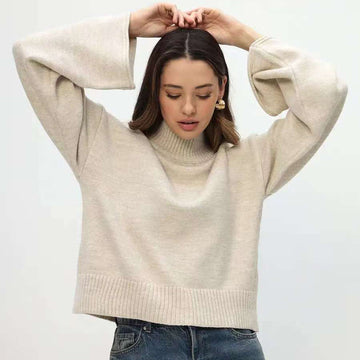 Autumn And Winter Loose Short Solid Color Knitted Top