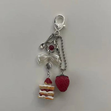 Small Cake Beaded Handmade Small Dessert Metal Pendant