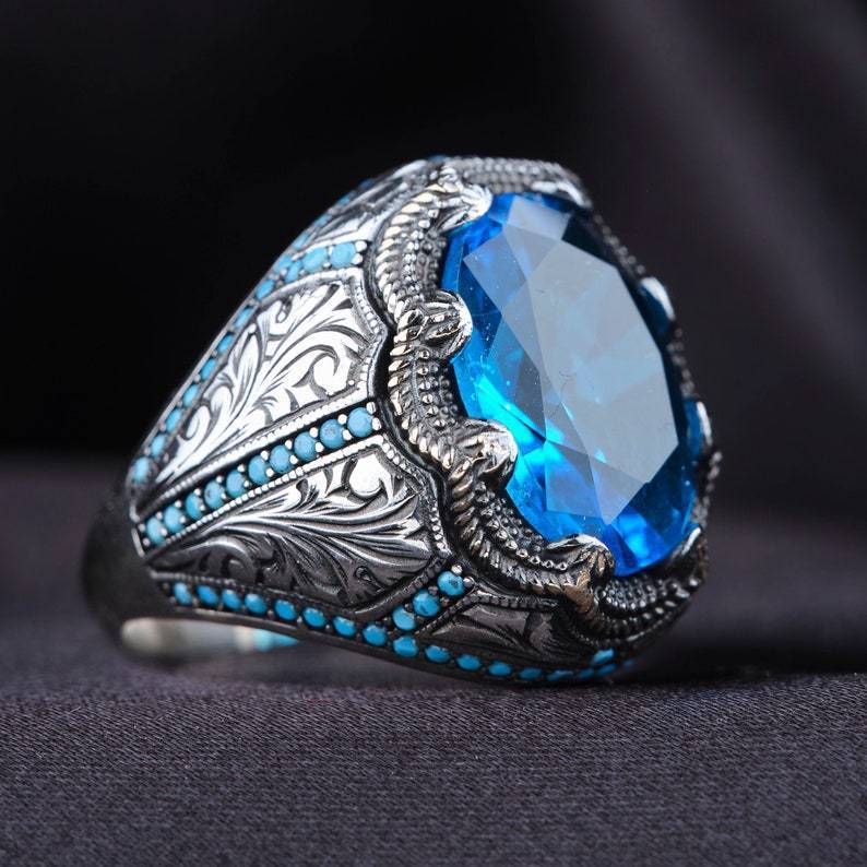 Diamond Grandmother Blue Zircon Ring