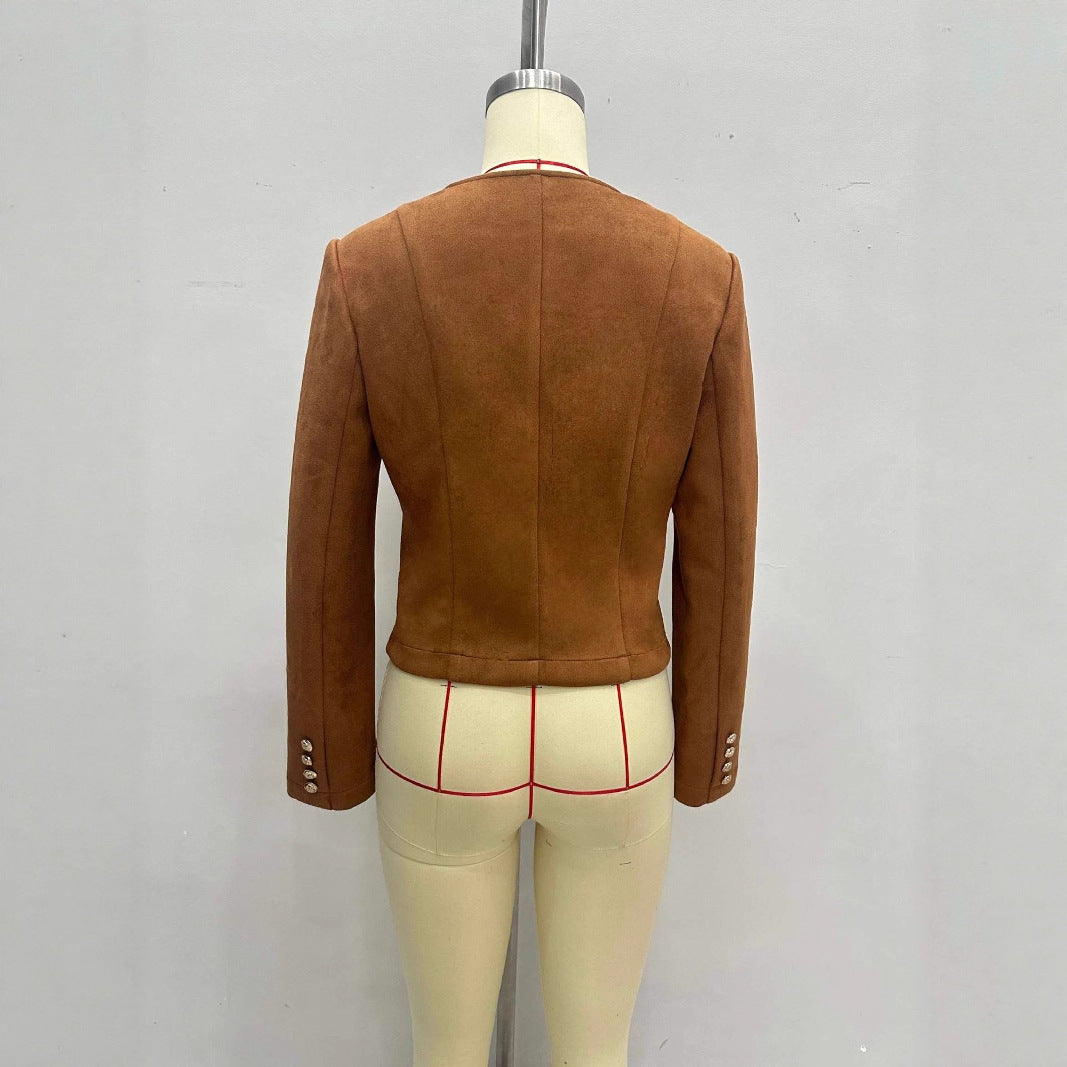 Single-breasted Short All-match New Suede Jacket