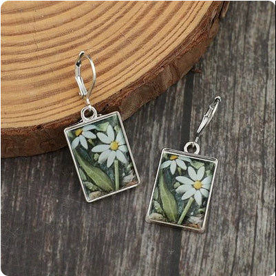 Minority Fashion Rectangular Epoxy Flowers Alloy Ear Clip