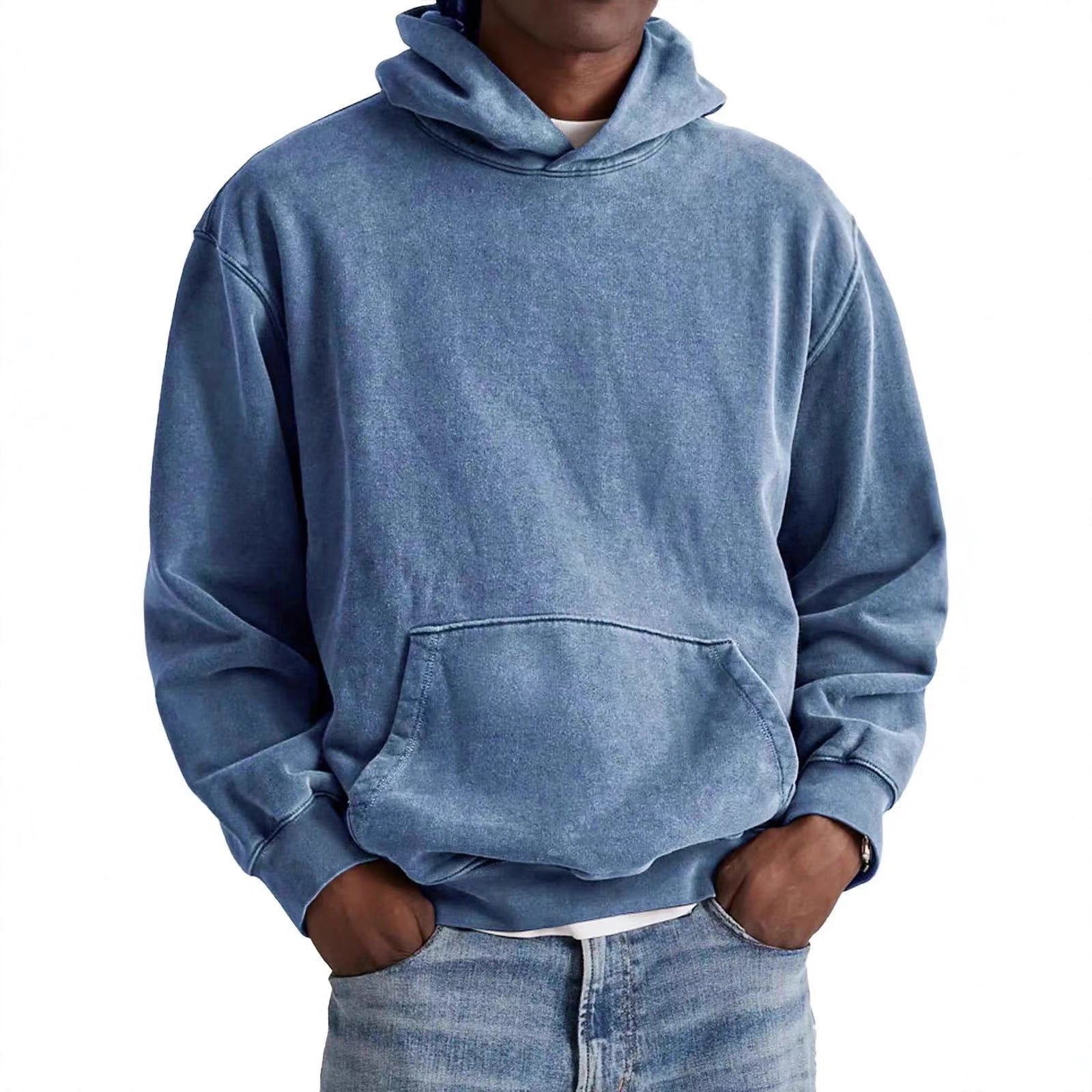 Men's Round Neck American Retro Casual Hooded Sweatshirt