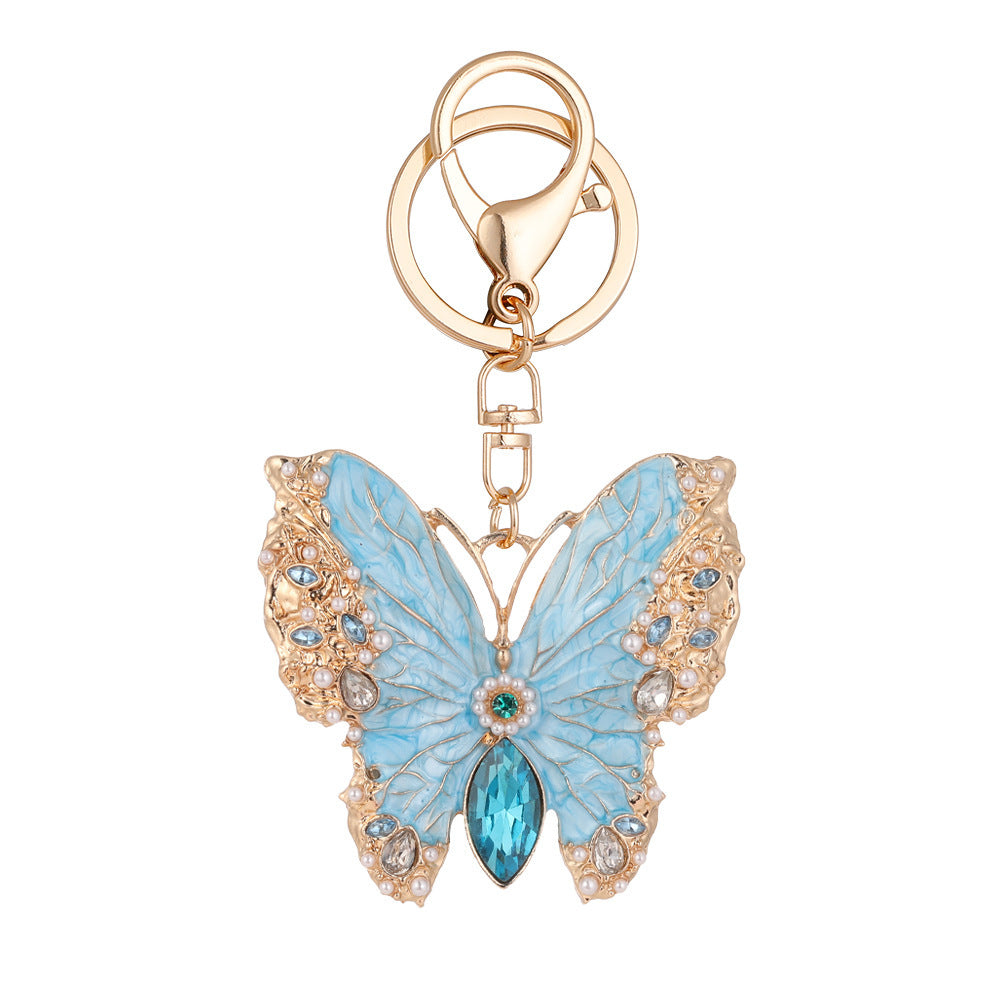 Dual Purpose Enamel Dripping Oil Coat Butterfly Brooch Keychain
