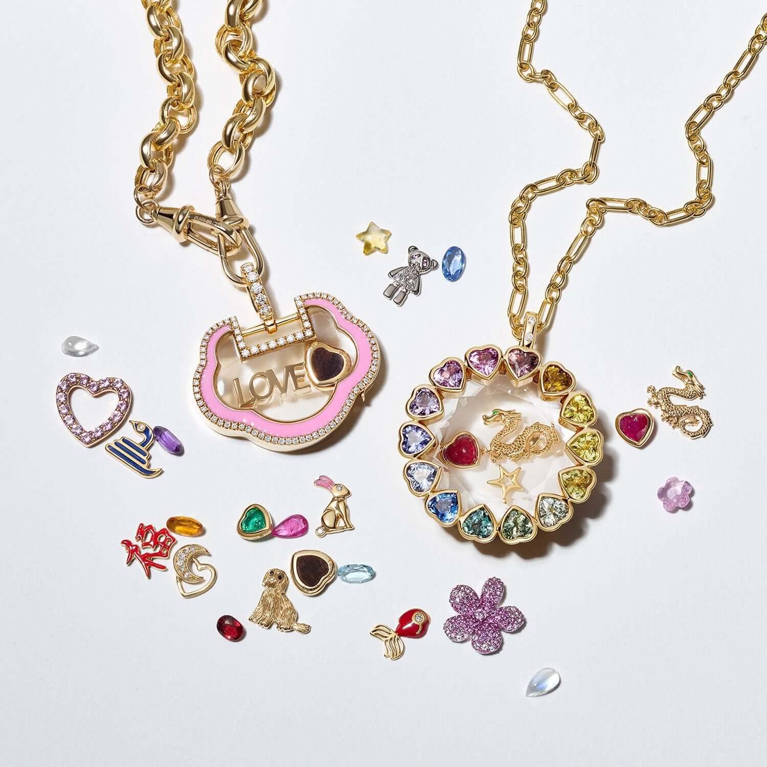 Small Pendant Necklace Female With Hearts Zircon Full Diamond Clavicle Chain