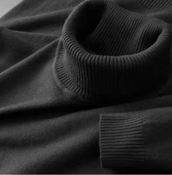 Fleece-lined Thick Soft Warm One Mock Neck Sweater