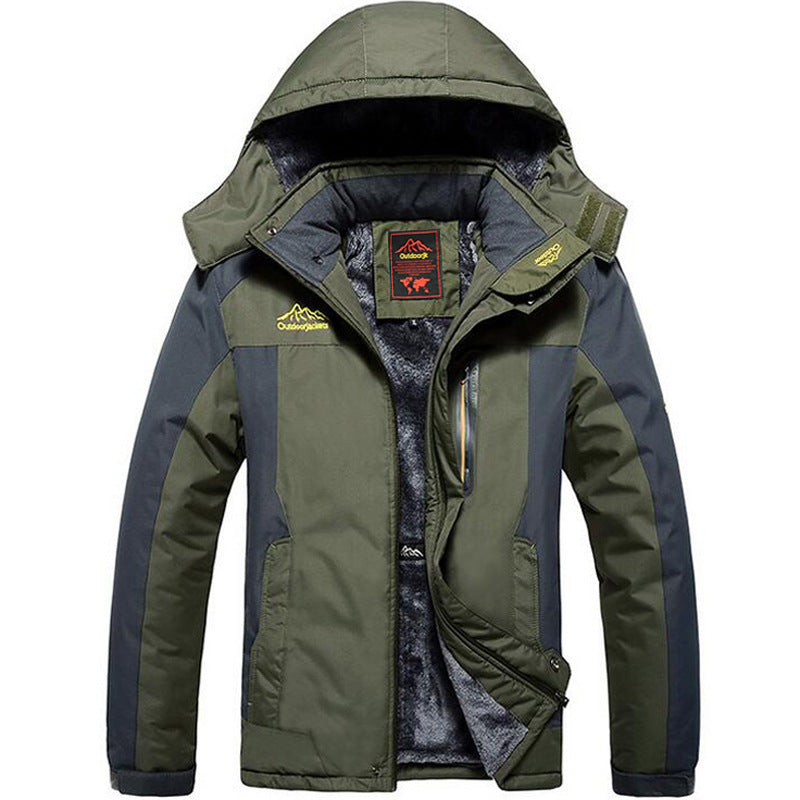 Cold-resistant Fleece-lined Thickened Mountaineering Jacket Men