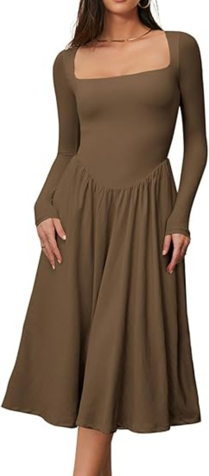 Women's Solid Color Long Sleeve Bottoming Dress
