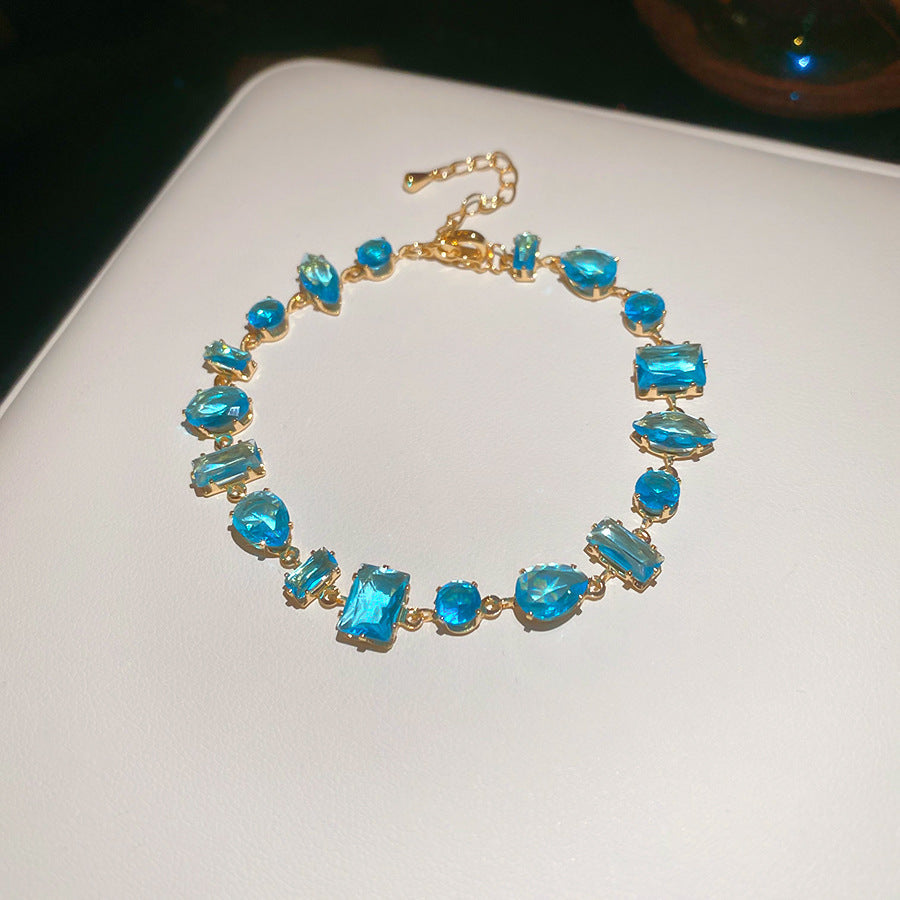 Irregular Geometric Zircon Drop-shaped Bracelet