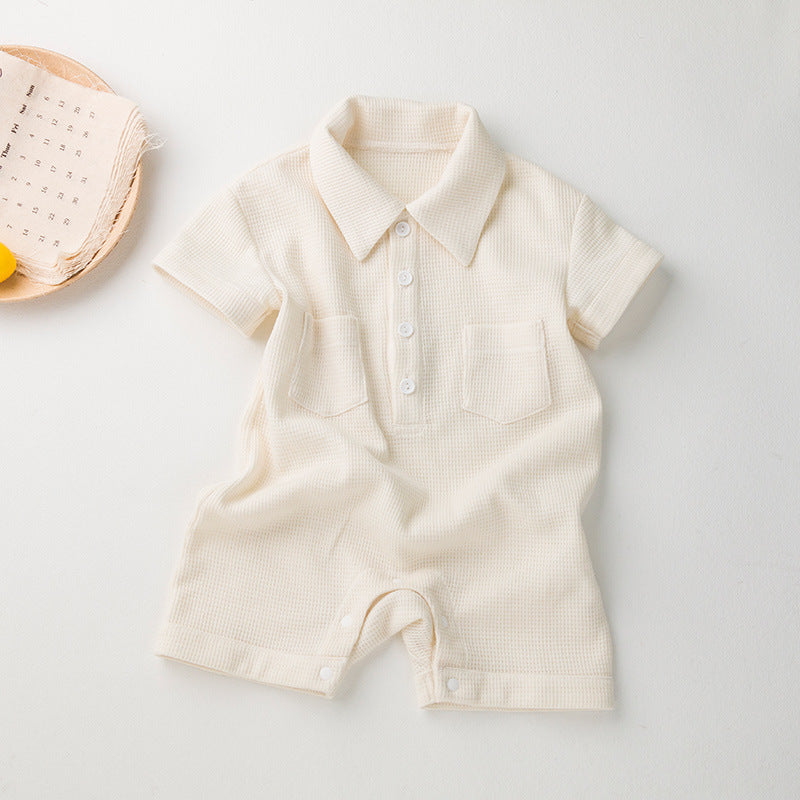 Children's Clothing Short Sleeved Kazakhstan Romper Korean Waffle Triangle Rompers