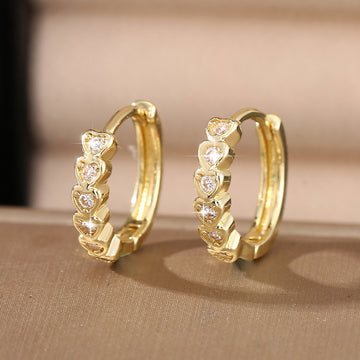 Copper Inlaid Zirconium Love Heart Trendy Exquisite Women's Earrings