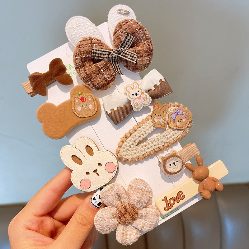 Bear Rabbit Hairpin Plush Loving Heart Flower Hair Accessories