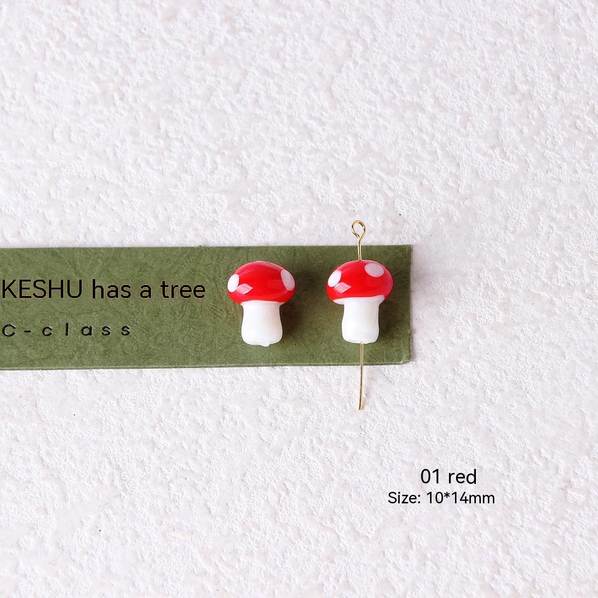 Colorful Glazed Small Mushroom Polka Dot Beaded Material Accessories