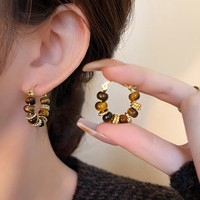 Retro Maillard Tigereye Women's Trendy Earrings