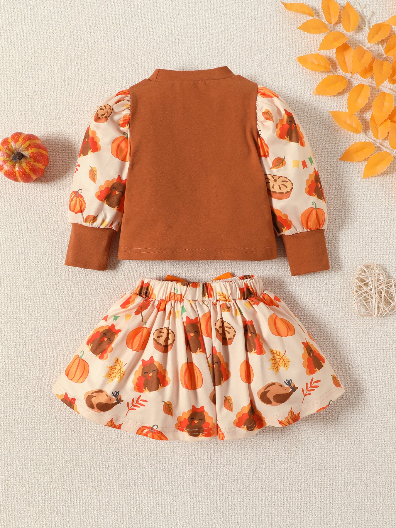 Children's Clothing Infant Suit Turkey Pumpkin Printed Two-piece Suit