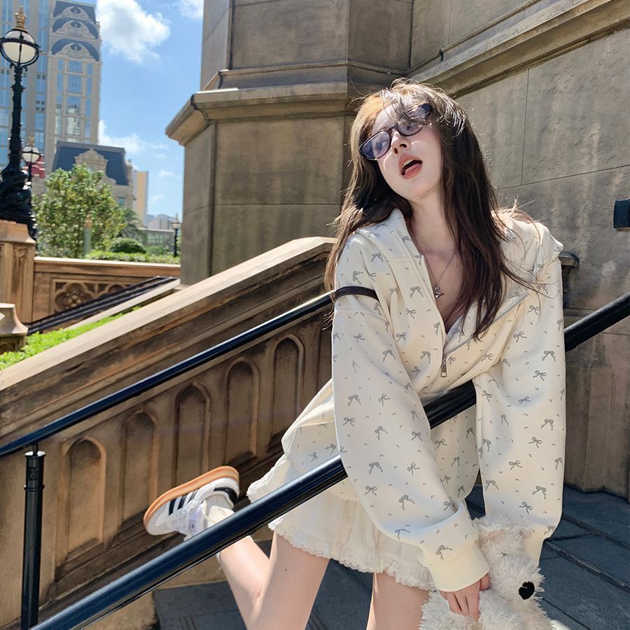 Floral Hooded Cardigan Fleece Padded Coat Women