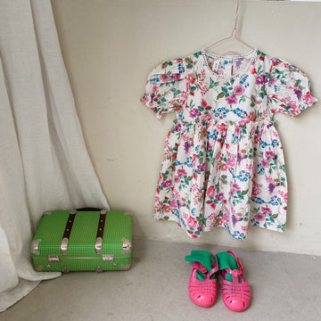 Children's Clothing Girl Princess Rose Flower Short Sleeve Dress