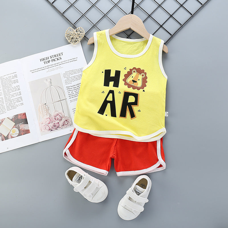 Sports Pure Cotton Girls Casual Fashion Suit Korean Children's Clothing