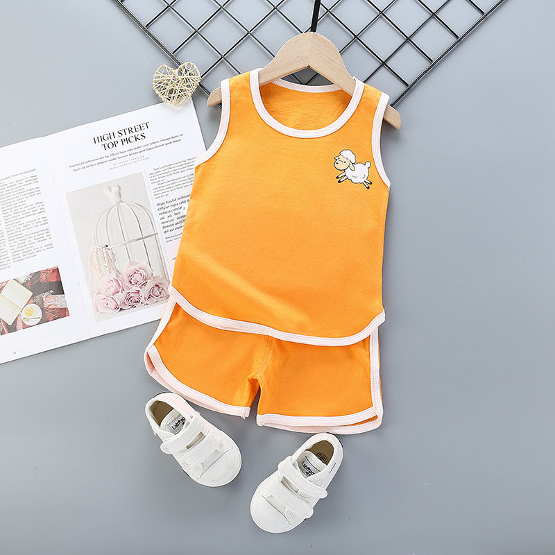 Sports Pure Cotton Girls Casual Fashion Suit Korean Children's Clothing