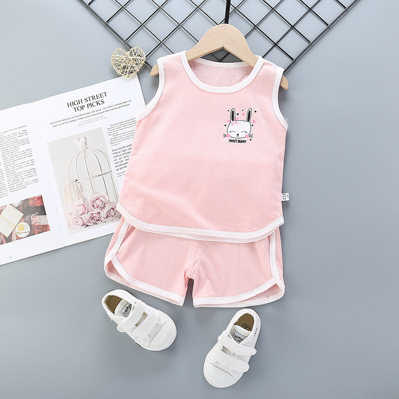 Sports Pure Cotton Girls Casual Fashion Suit Korean Children's Clothing