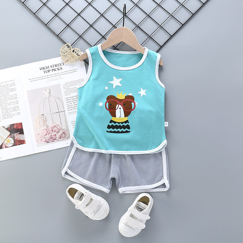 Sports Pure Cotton Girls Casual Fashion Suit Korean Children's Clothing
