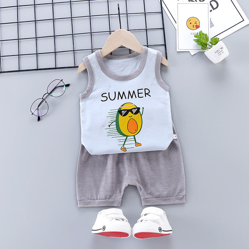 Sports Pure Cotton Girls Casual Fashion Suit Korean Children's Clothing