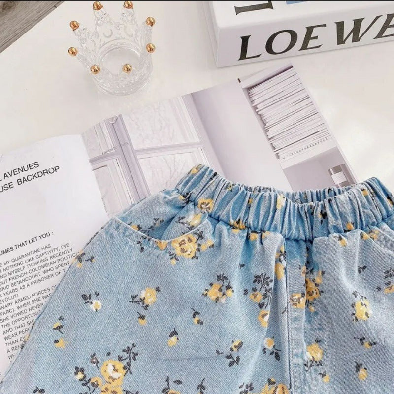 Children's Summer Children's Clothing, Girls' Denim Clothes, Two-piece Suit