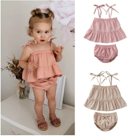 Children's Clothing Girls Summer Sling Top Short Shorts Suit