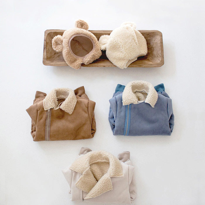 Korean Style Children's Clothing Baby Single-layer Fleece-lined Romper Thickened