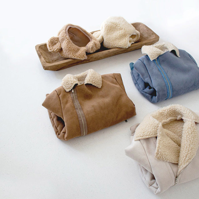 Korean Style Children's Clothing Baby Single-layer Fleece-lined Romper Thickened