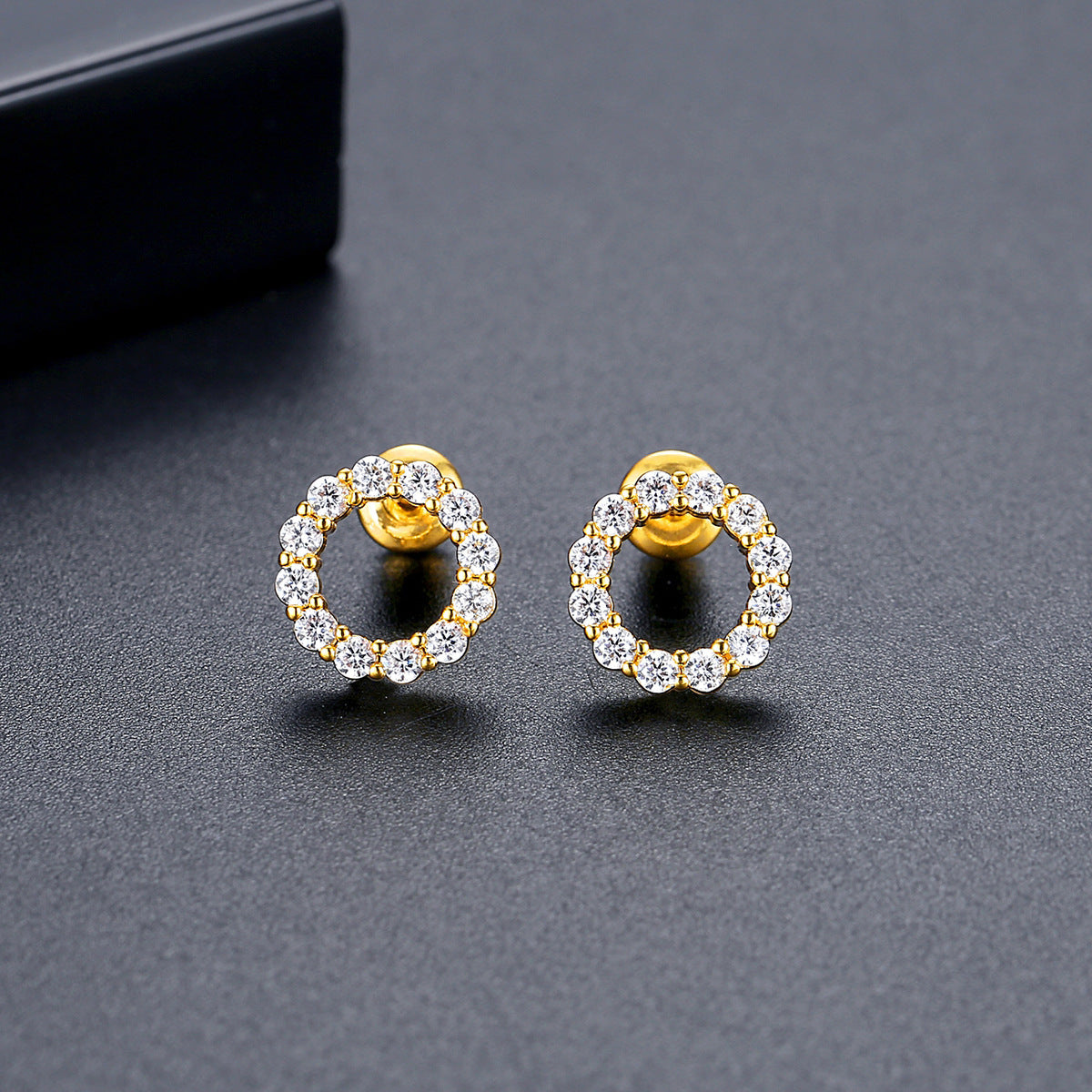 Ring Super Copper Micro Zircon-encrusted Stud Earrings Female