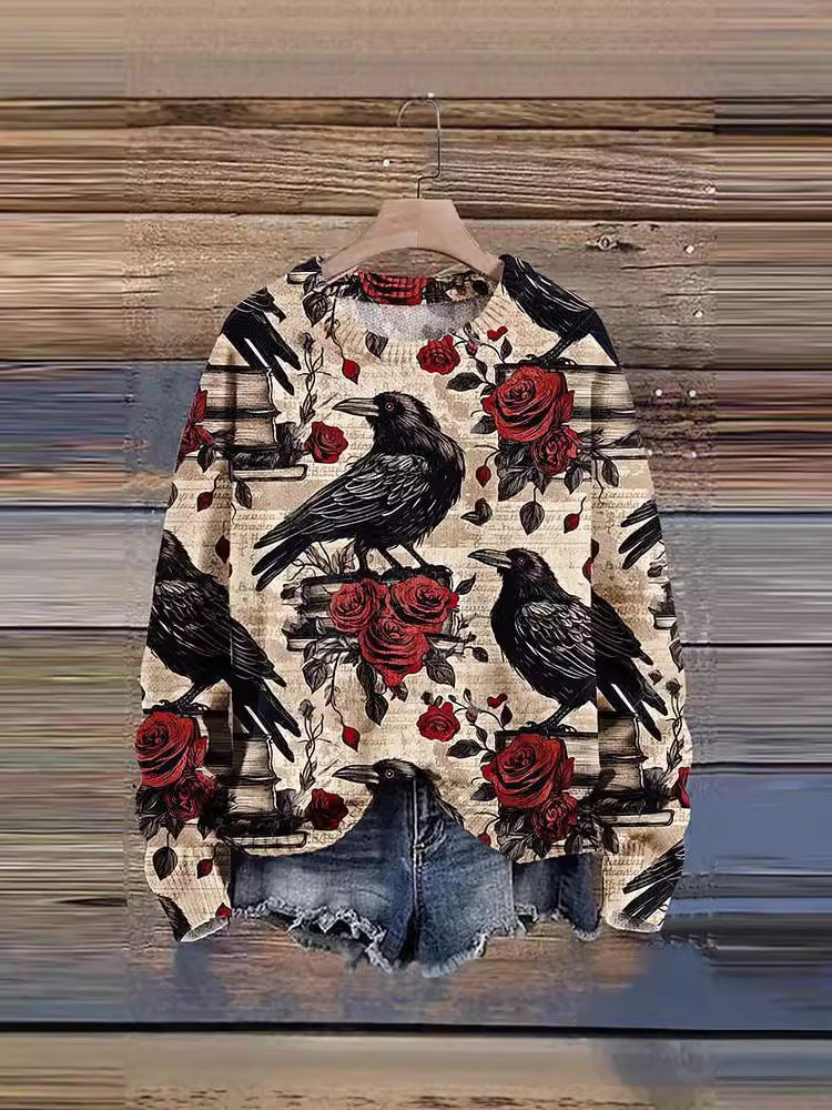 Digital Printing Fashion Round Neck Women's Sweater