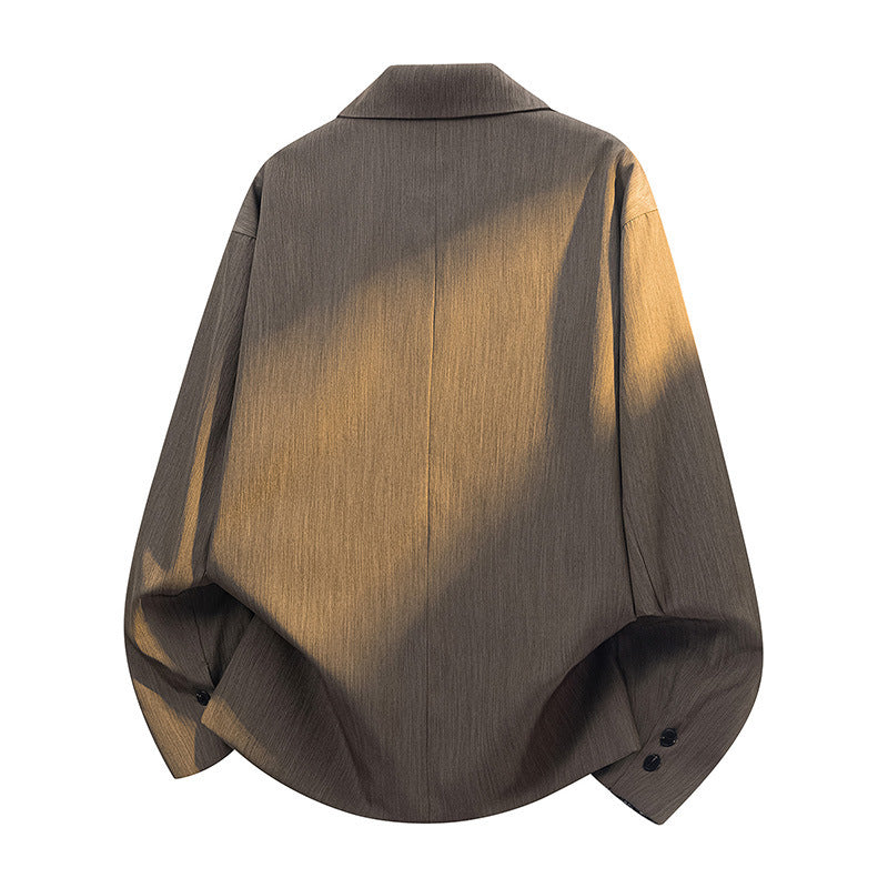 Vertical Pleated Small Plaid Double-breasted Casual Jacket