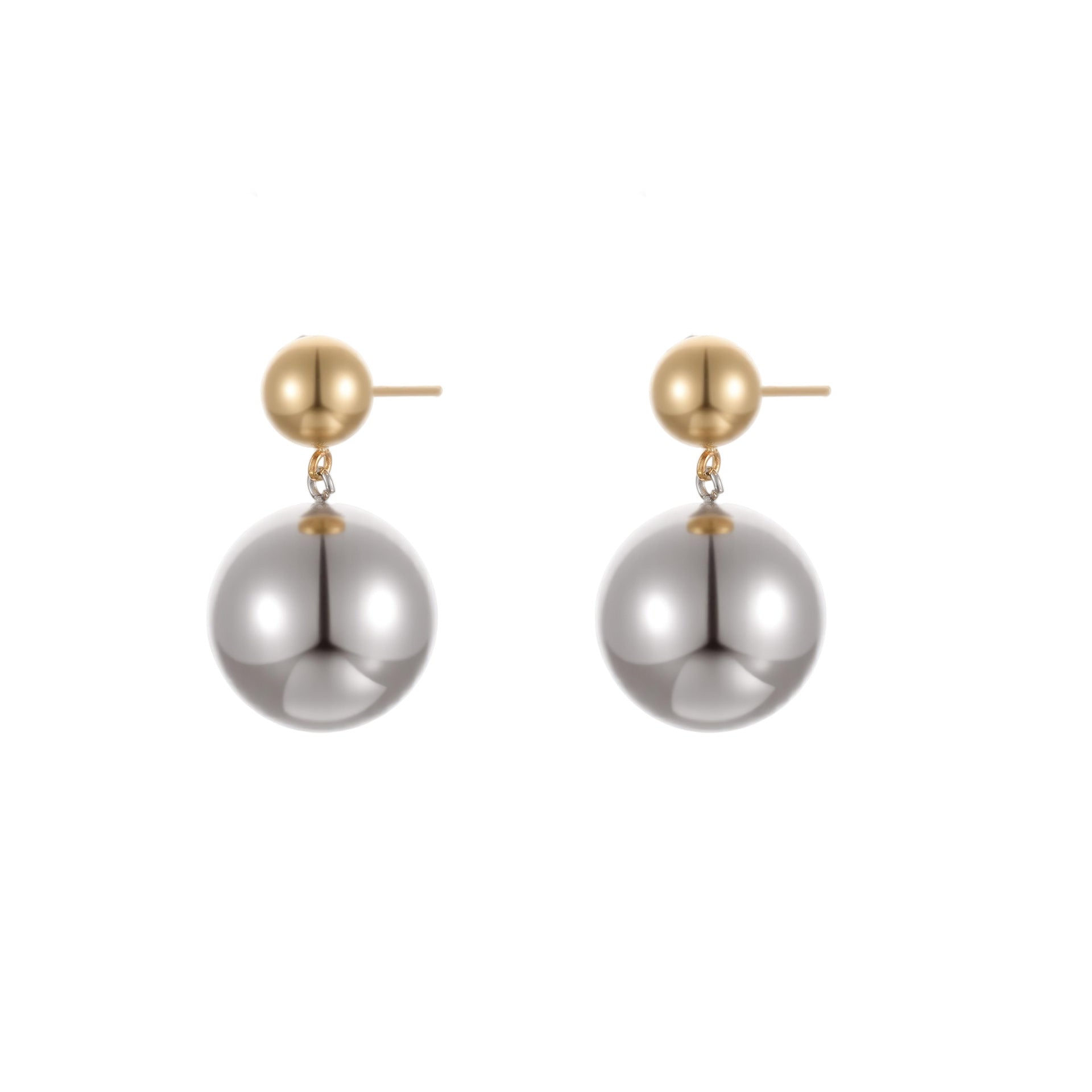 Round Beads Stainless Steel Color-block Ear Stud