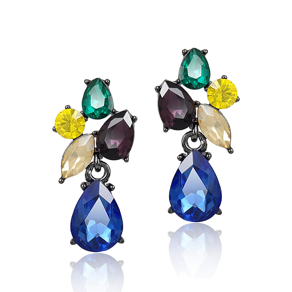 Cute Girl Simple Style Crystal Steel Needle Earrings