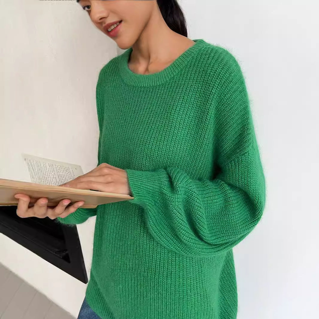 Idle Style Loose Soft Thickened Round Neck Sweater