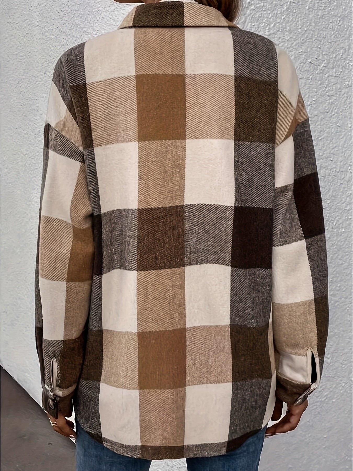 Women's Casual Brushed Plaid Single-breasted Lapel Casual Shirt