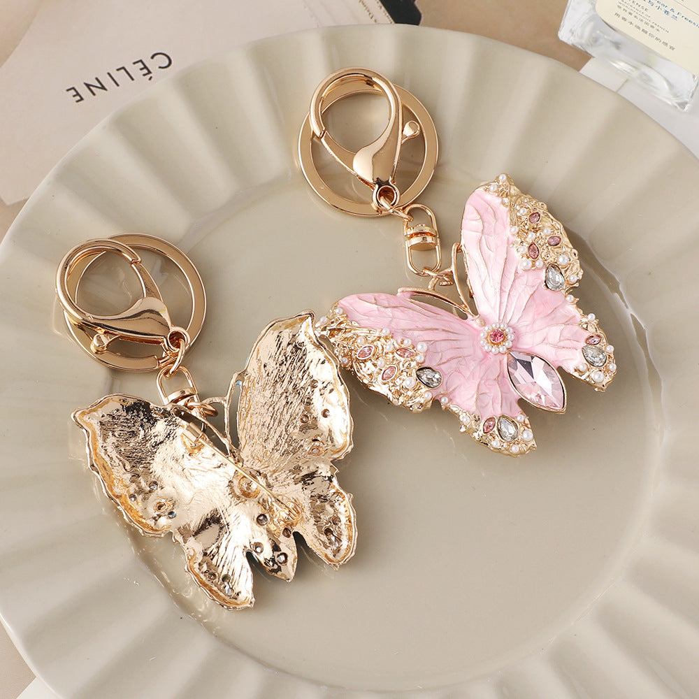 Dual Purpose Enamel Dripping Oil Coat Butterfly Brooch Keychain