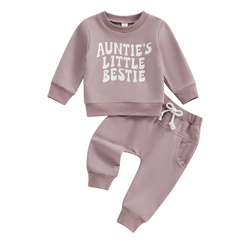 Floral Print Long Sleeve Pullover Skinny Trousers Two-piece Children's Clothing