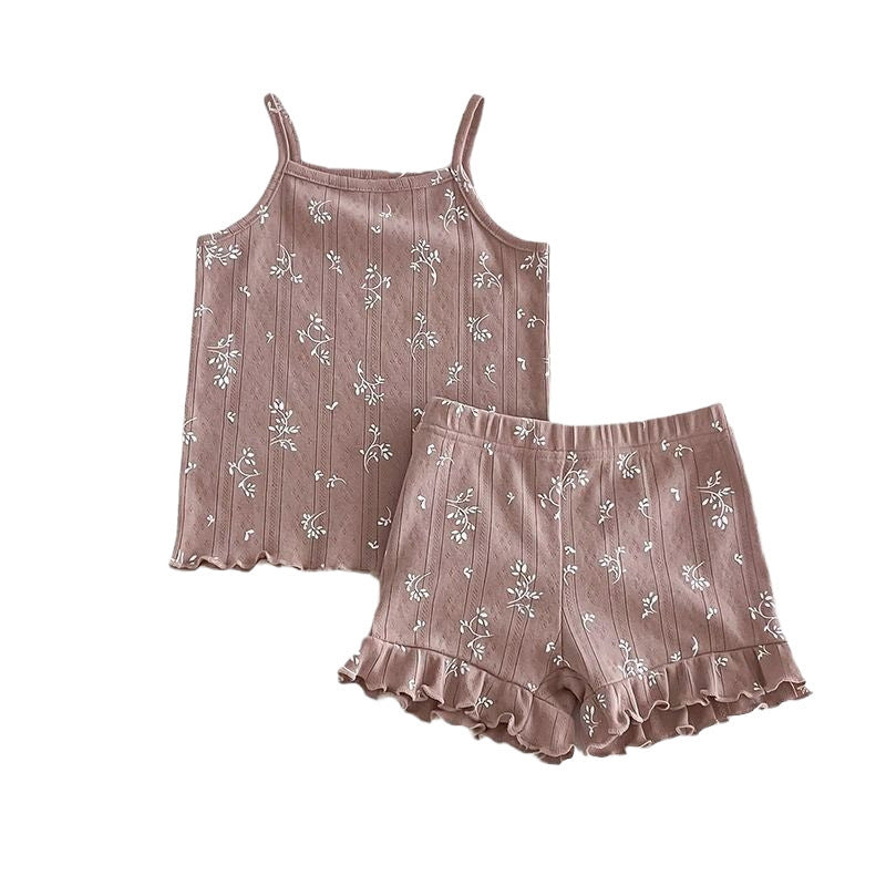 Girls' Camisole Shorts Two-piece Set Breathable Home Clothing