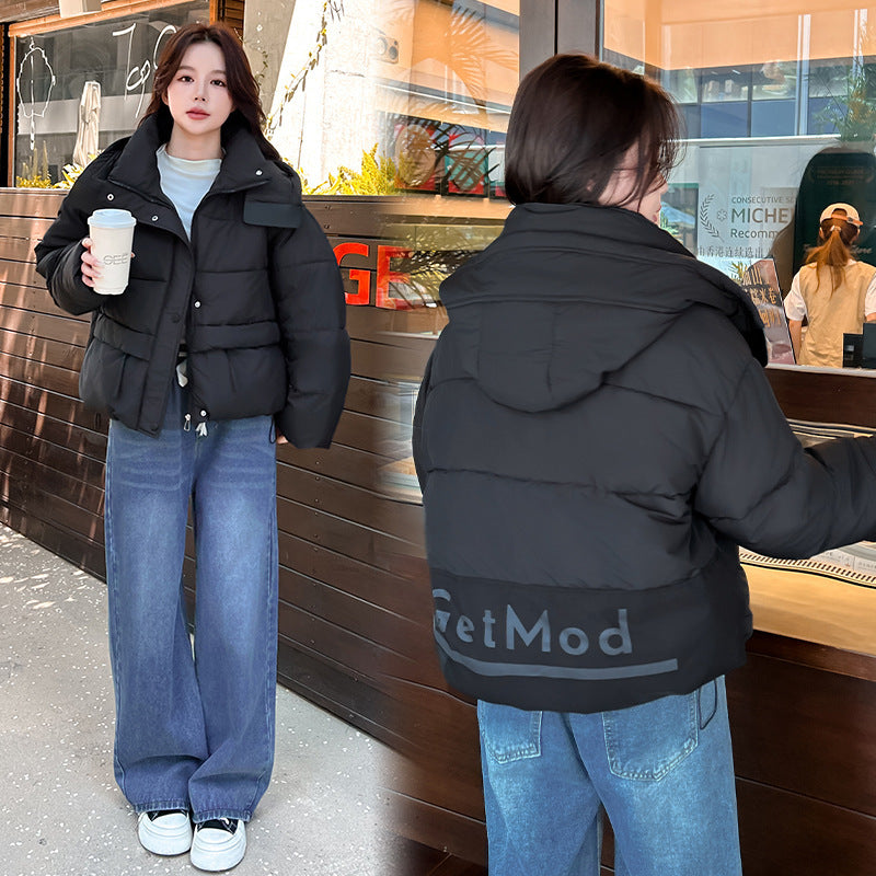 Letter Printing Stitching Loose Cotton-padded Clothes