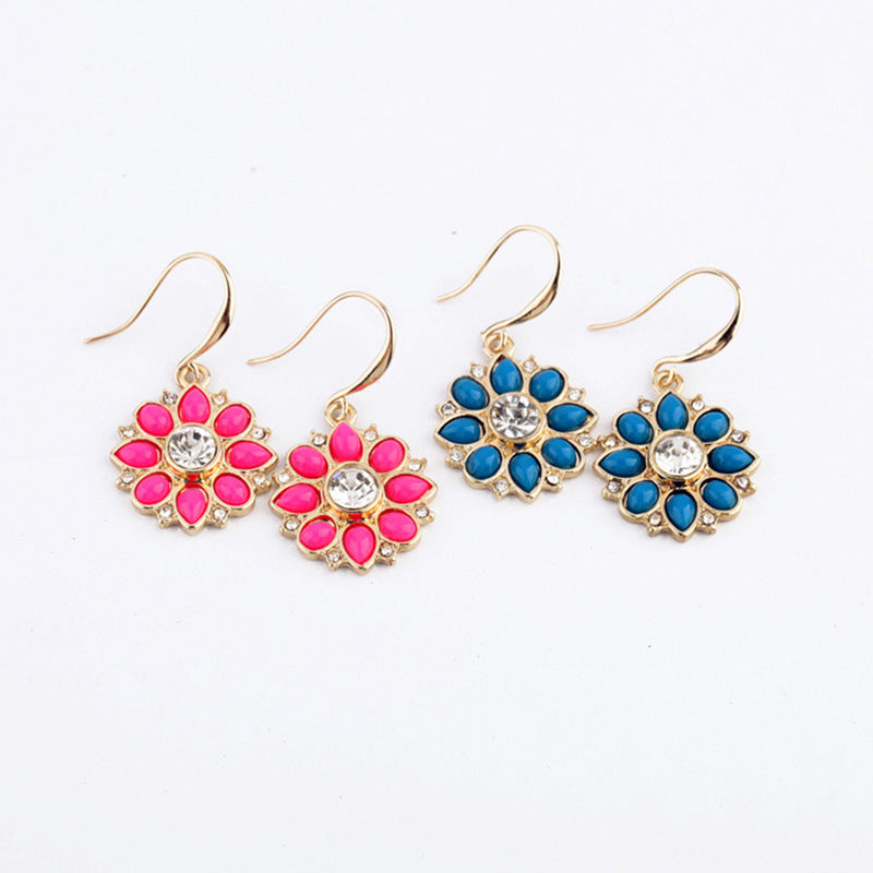 Diamond-encrusted Gemstone Earrings Girlfriends Same Gift Ear Rings