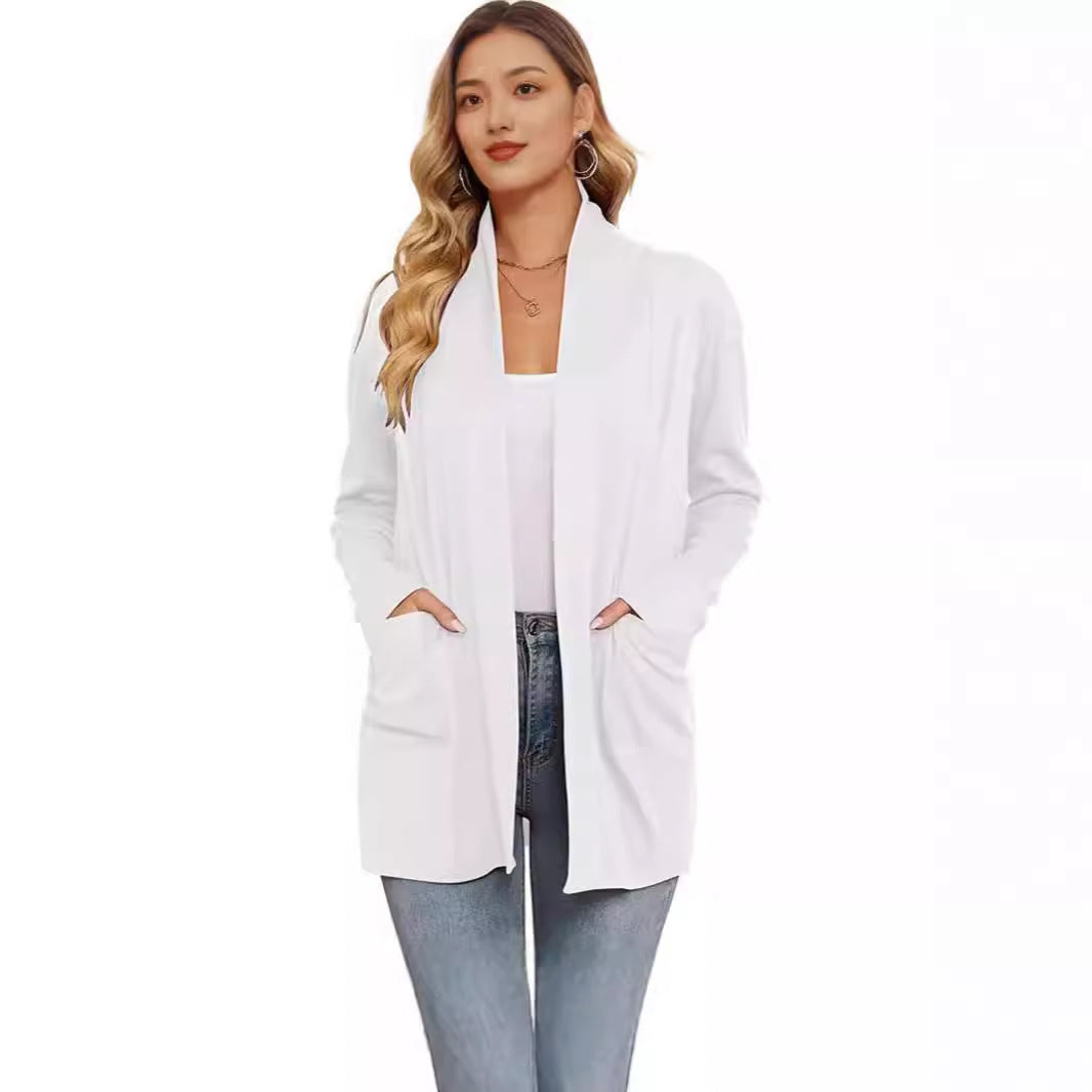 Women's Casual Loose Long Sleeve Pocket Cardigan