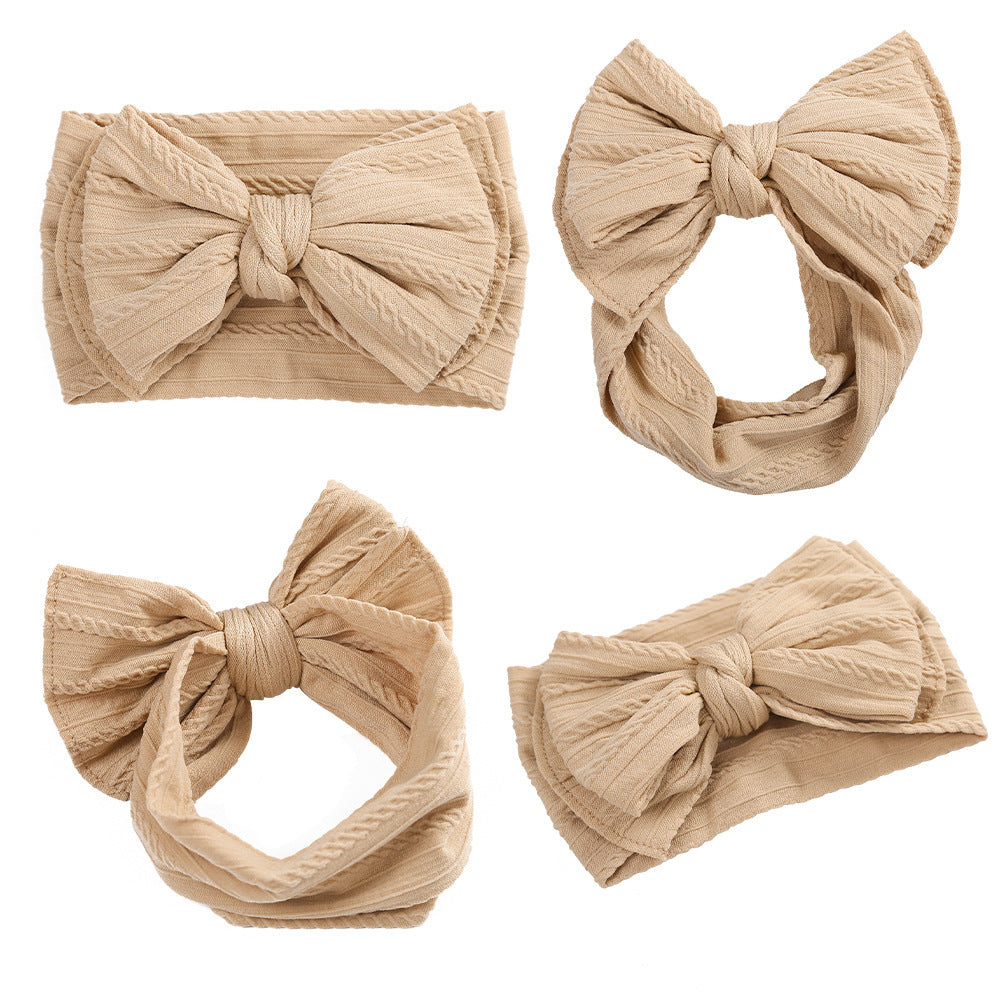 Children's Hair Accessories Jacquard Nylon Hair Band Double-layer Bow