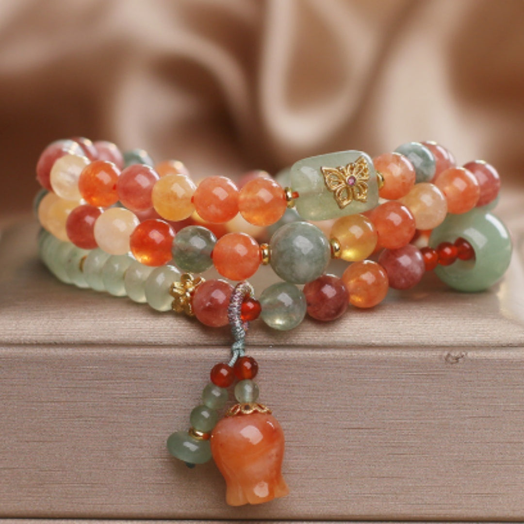 Natural Color Xinjiang Jinsi Jade Multi-Circle Bracelet Women