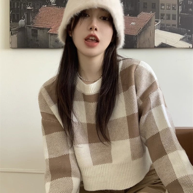 Women's Sweet Leisure Versatile Lattice Short Sweater