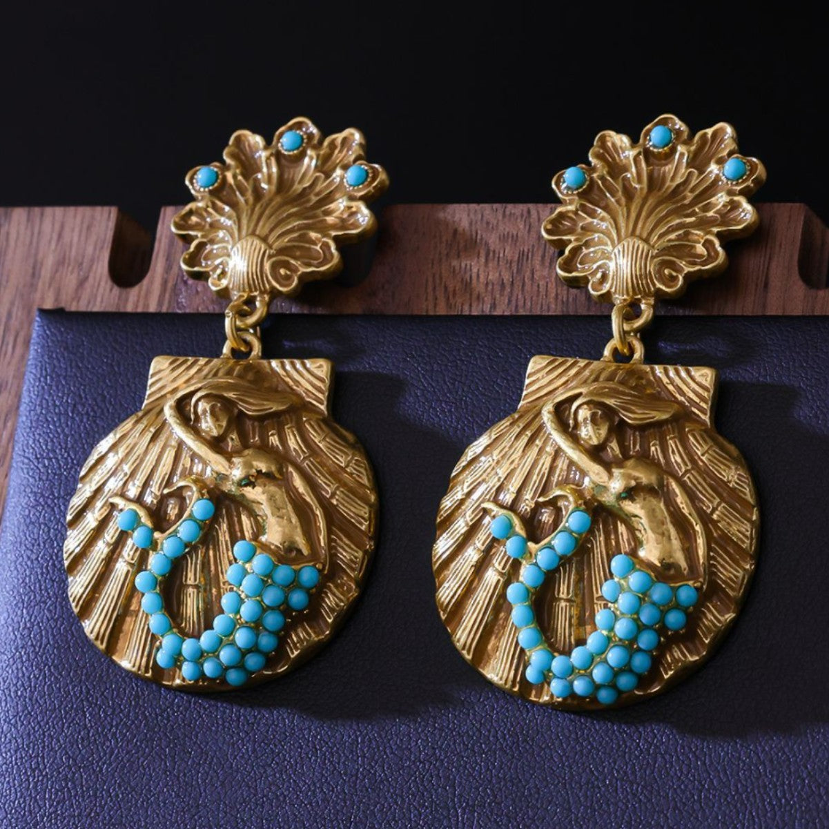 Mermaid Shell Eardrops Vintage Court Style Earrings
