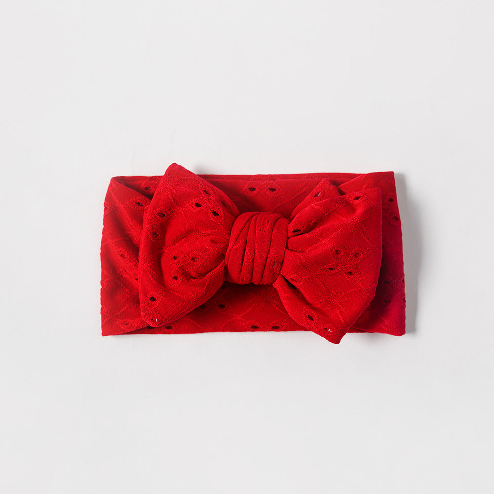 Embroidered Hollow Bow Hair Band Adjustable Children's Hair Accessories