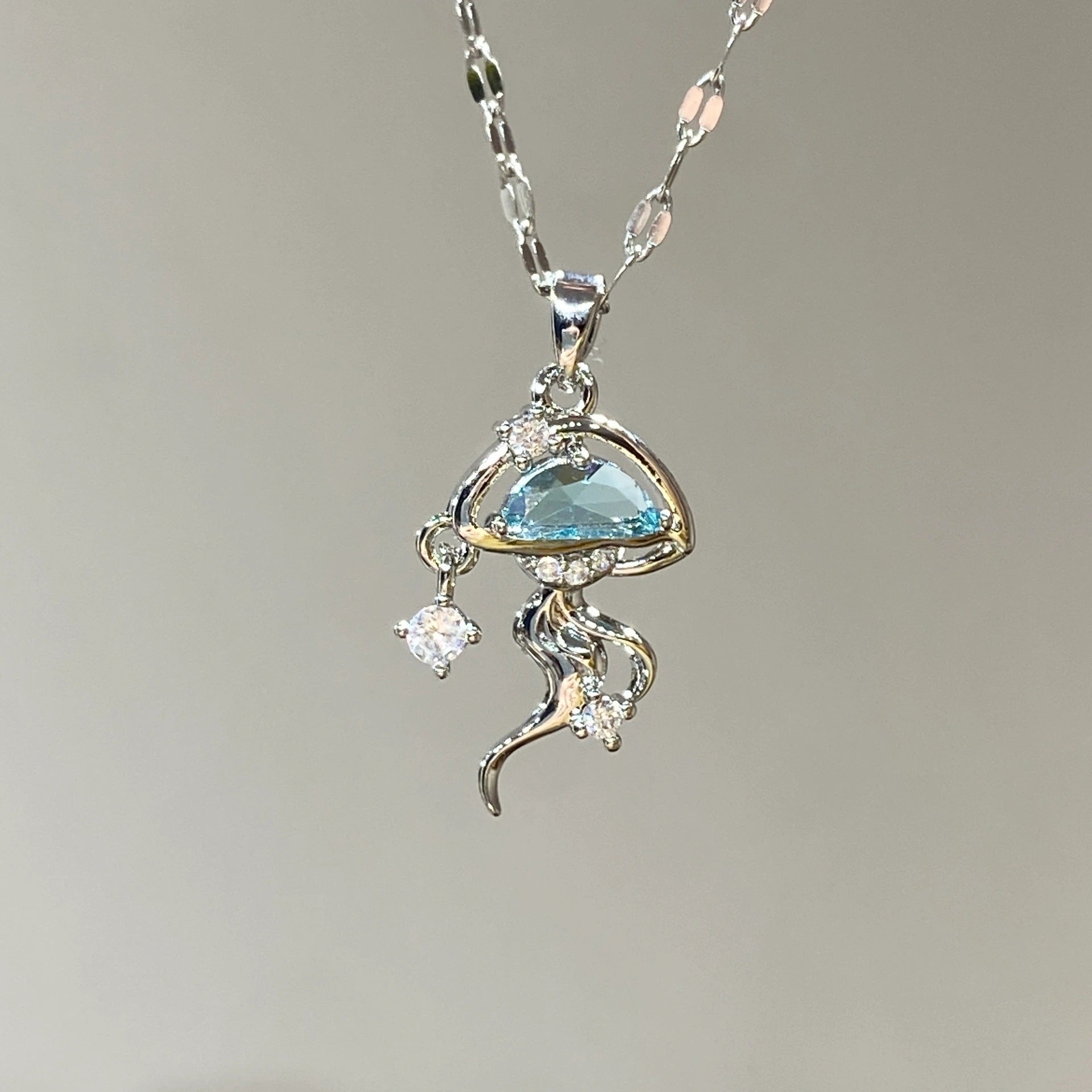 S925 Sterling Silver Blue Jellyfish Necklace