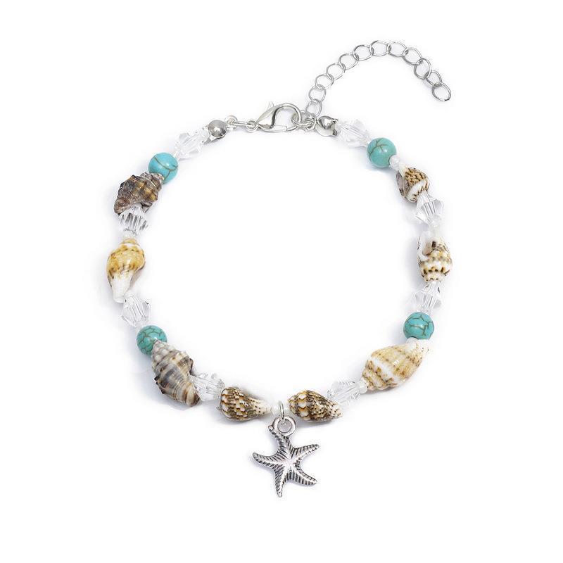 Popular Ornament Conch Bead Turquoise Beach Starfish Pendant Shell Crystal Beads Bracelet